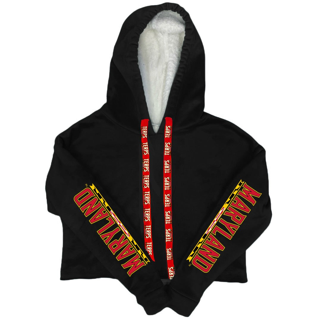 Maryland Terps Black Varsity Furry Hoodie 7