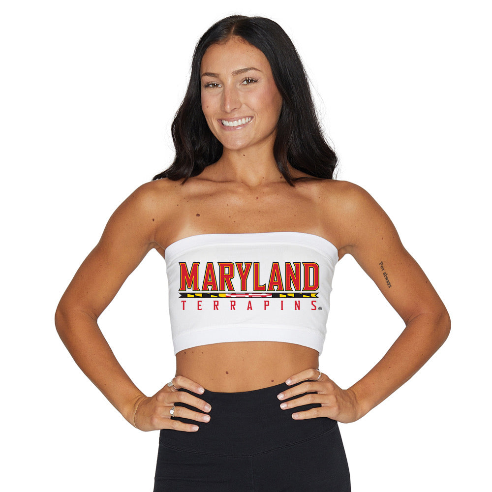 Maryland Terps White Bandeau Top | lojobands