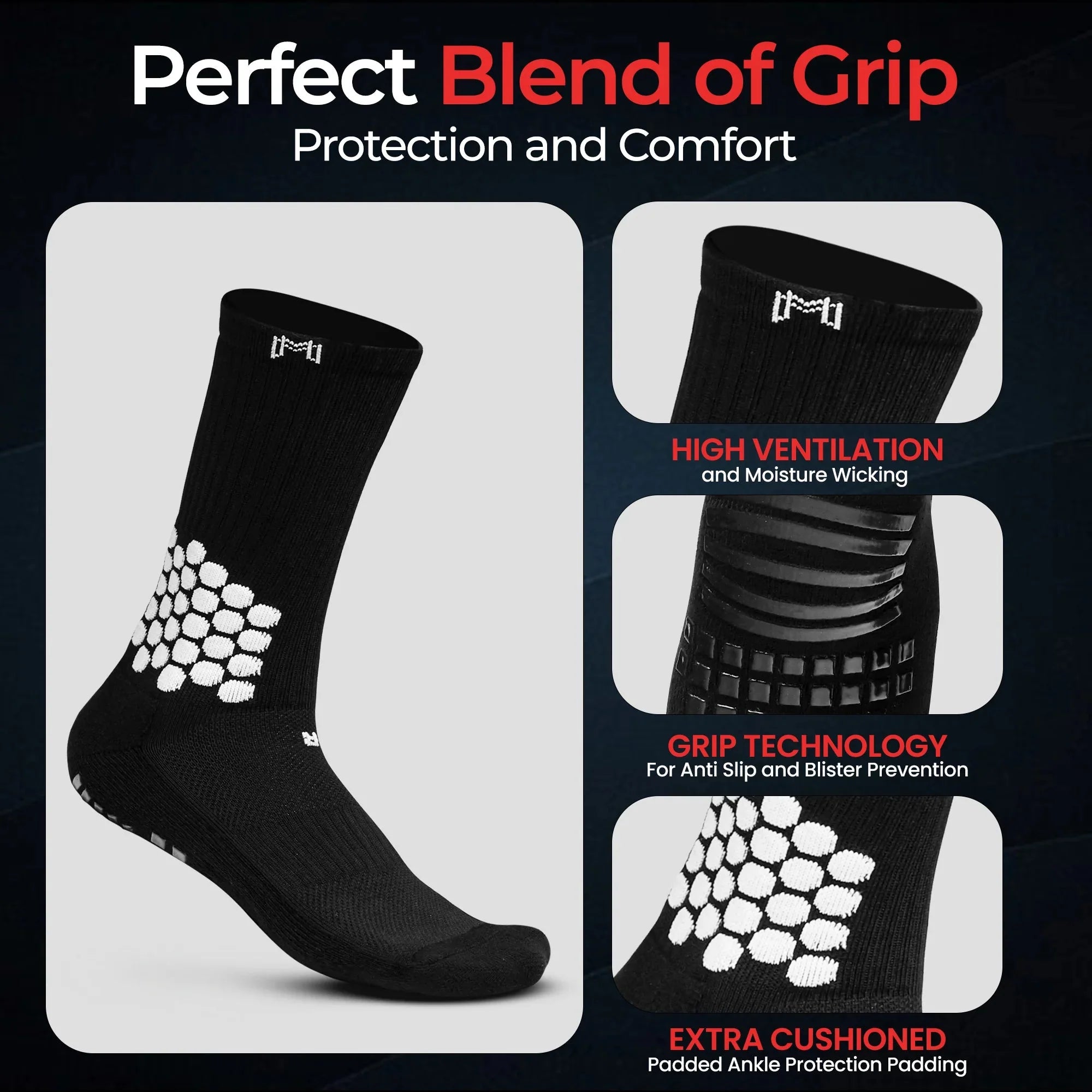 MEDICAPTAIN Grip Socks With Cushioned Ankle Protection 4