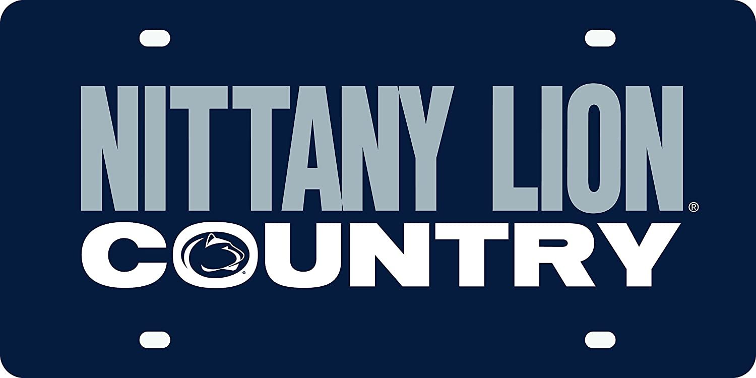 Penn State University Nittany Lions Premium Laser Cut Tag License Plate, Country Design, Mirrored Acrylic Inlaid, 6x12 Inch 1