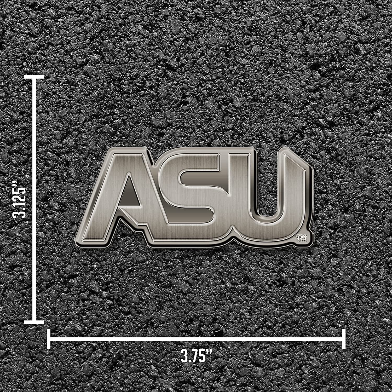 Alabama State University Hornets Premium Solid Metal Raised Auto Emblem, Antique Nickel Finish, Shape Cut, Adhesive Backing 6
