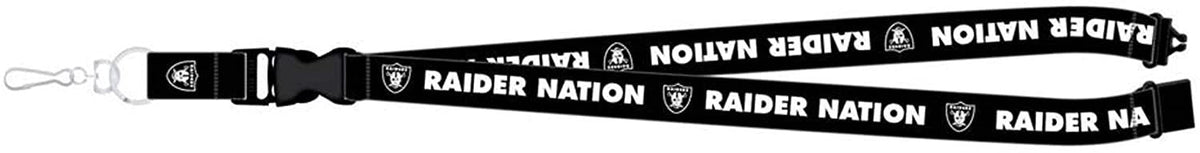 Las Vegas Raiders Raider Nation Lanyard Keychain Double Sided Breakaway Safety Design Adult 18 Inch 1