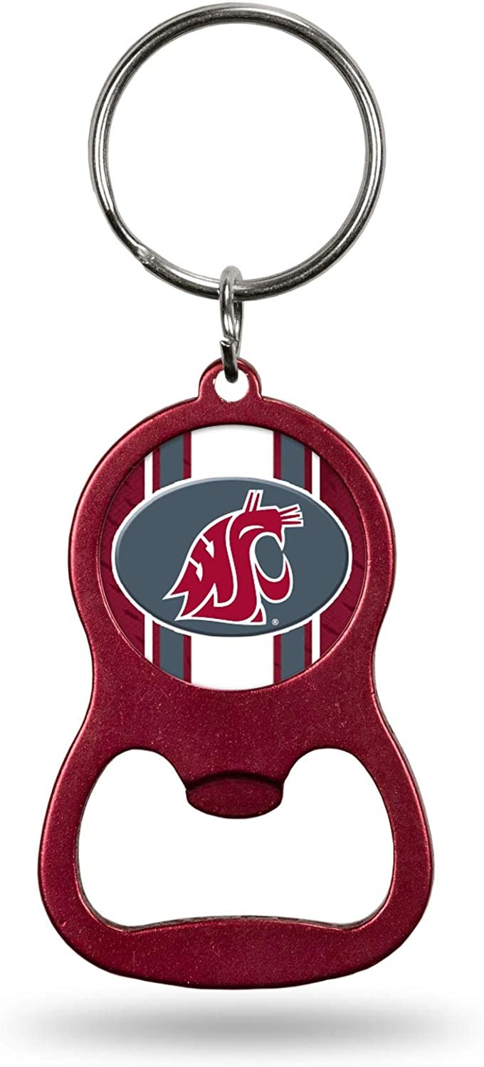 Washington State University Cougars Premium Solid Metal Bottle Opener Keychain, Key Ring, Team Color