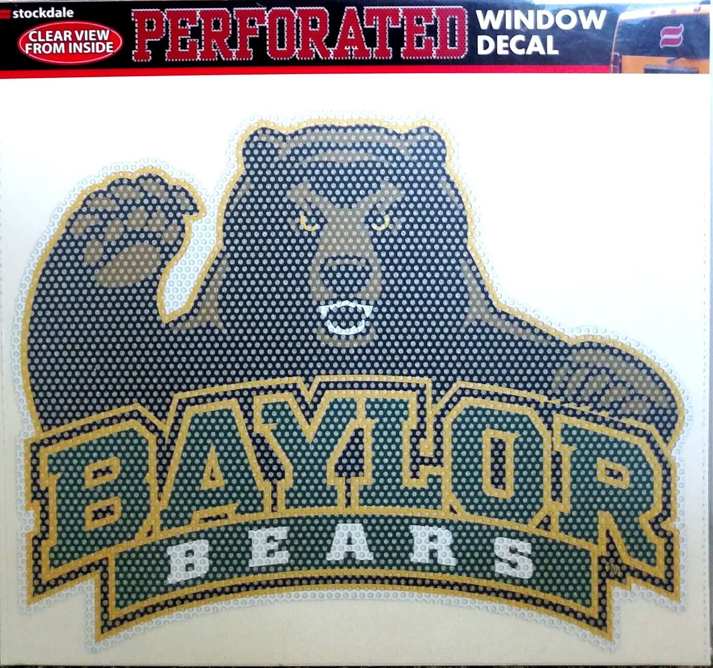 Baylor University Bears 8 Inch Preforated Window Film Decal Sticker, One-Way Vision, Adhesive Backing 1