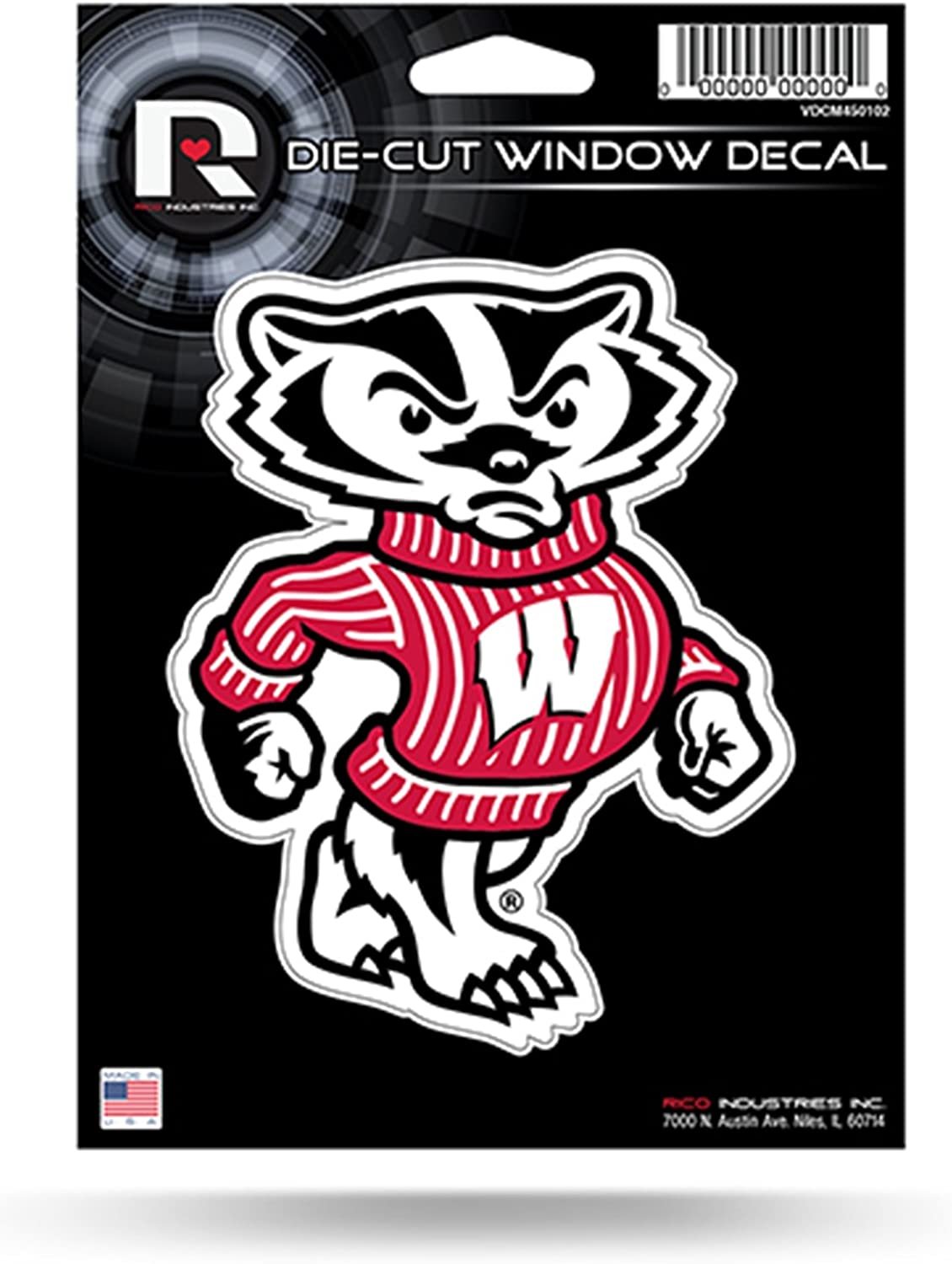 Wisconsin Badgers MASCOT Edition 5" Flat Vinyl Die Cut Decal Sticker Emblem University of 1
