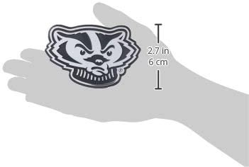 University of Wisconsin Badgers Silver Chrome Color Auto Emblem, Raised Molded Plastic, 3.5 Inch, Adhesive Tape Backing 5