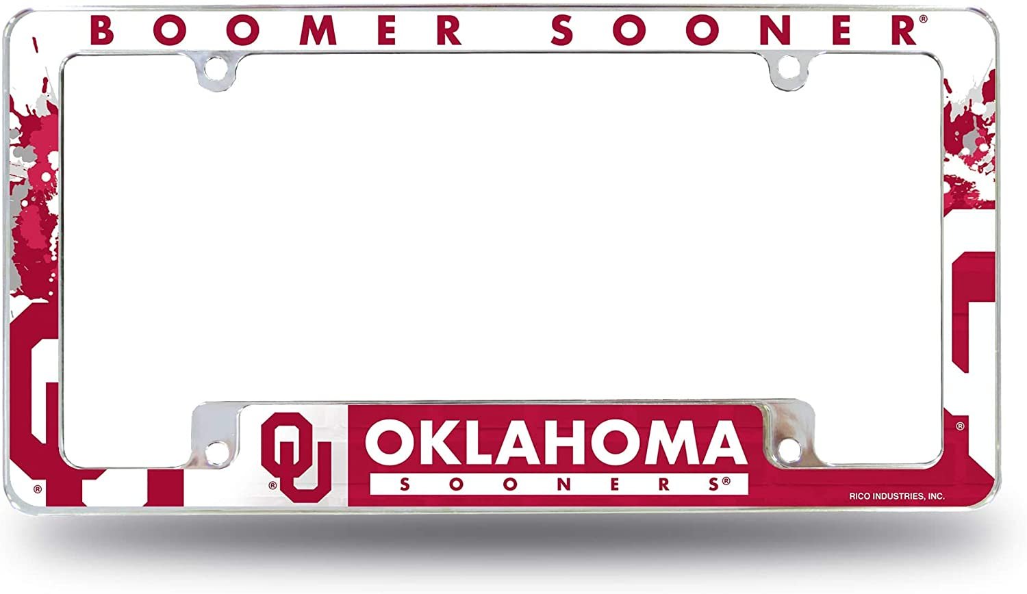 Oklahoma Sooners Metal License Plate Frame Tag Cover All Over Design University of 1