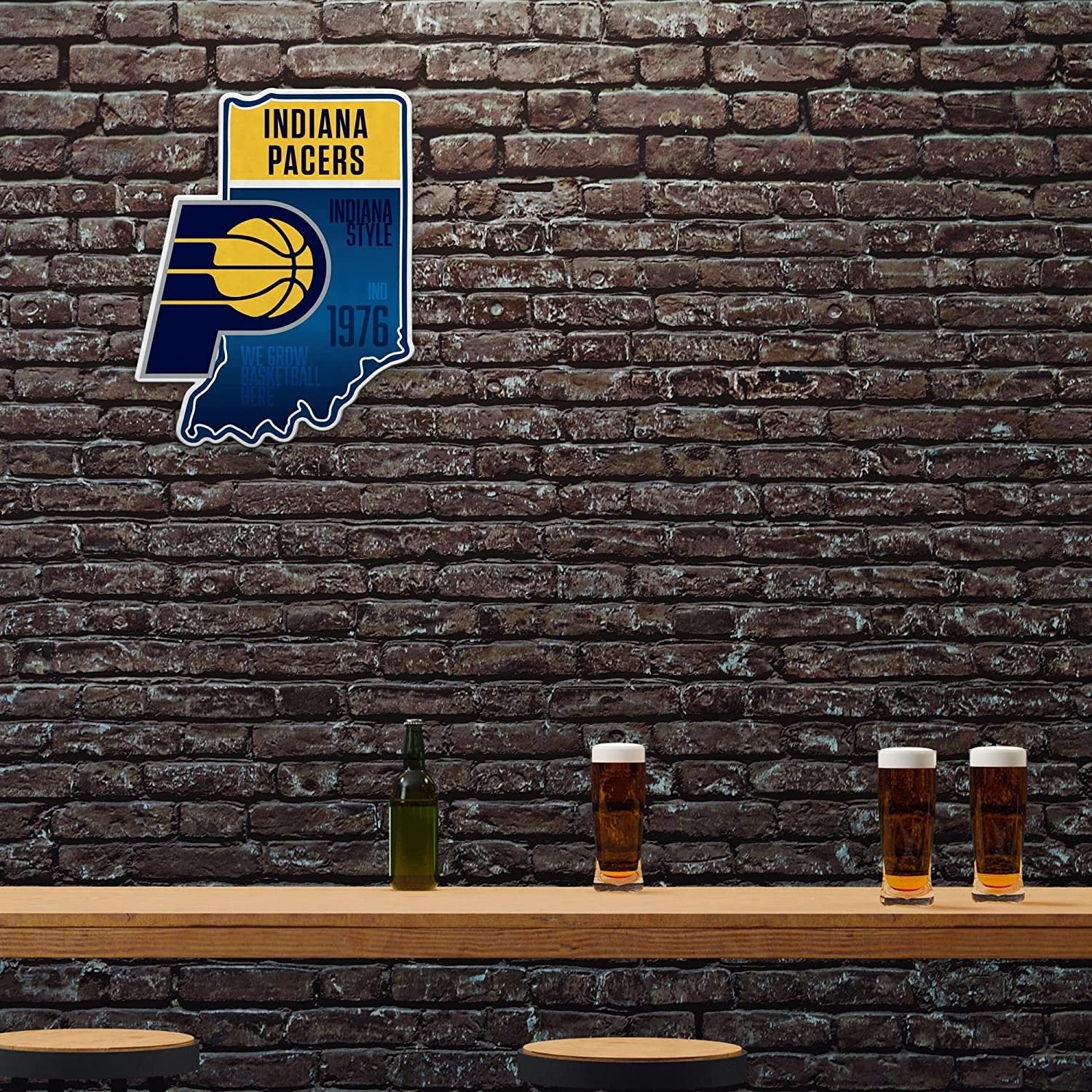 Rico Industries NBA Indiana Pacers State Shape Shape Cut Pennant - Home and Living Room Décor - Soft Felt EZ to Hang