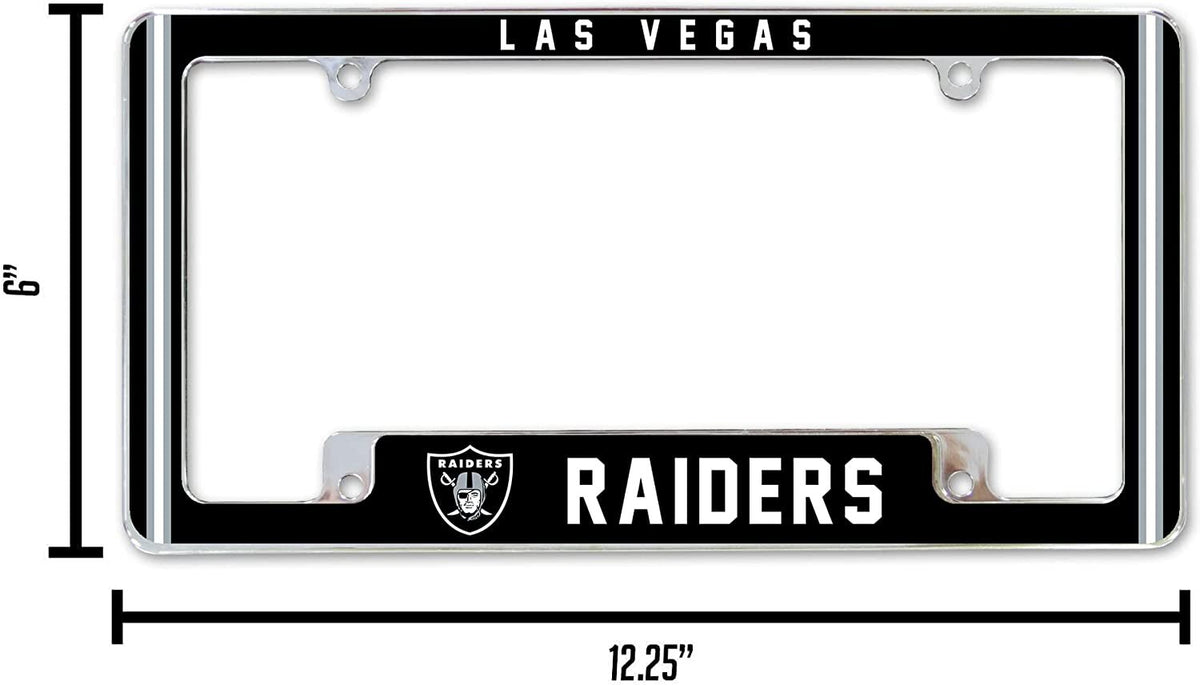 Las Vegas Raiders Metal License Plate Frame Chrome Tag Cover Alternate Design 6x12 Inch 4
