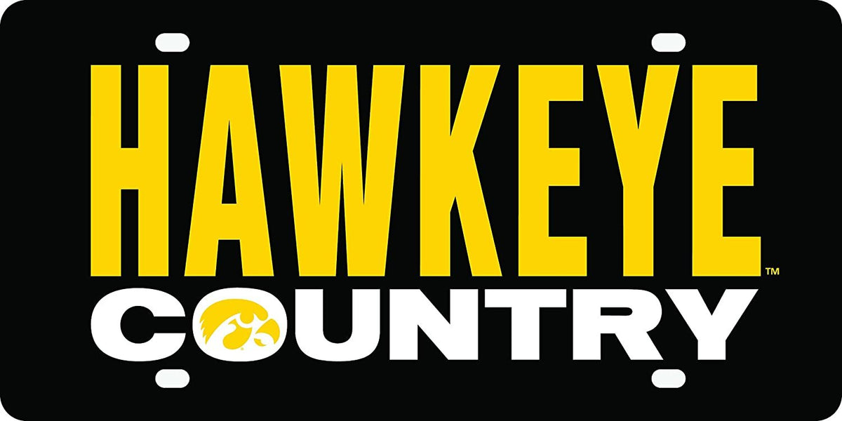 University of Iowa Hawkeyes Premium Laser Cut Tag License Plate, Country, Mirrored Acrylic Inlaid, 6x12 Inch 1