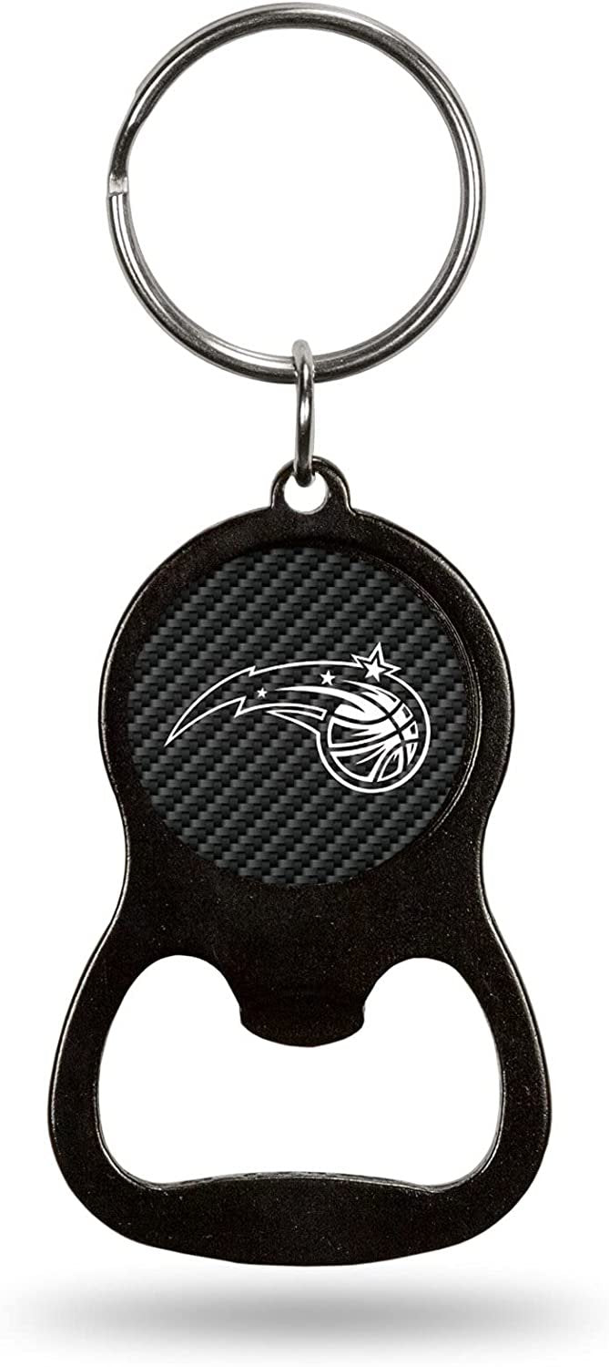 Orlando Magic Premium Solid Metal Keychain Bottle Opener, Carbon Fiber Design 1