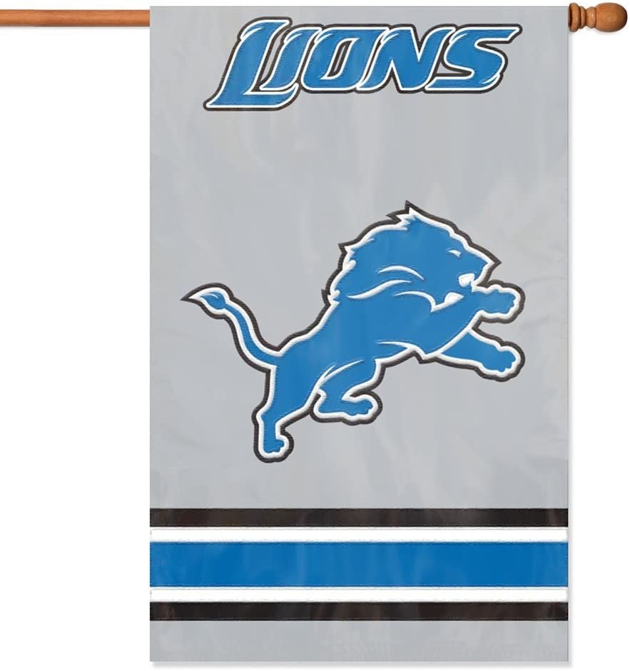 Detroit Lions Banner Flag Premium Double Sided Embroidered Applique 28x44 Inch 1