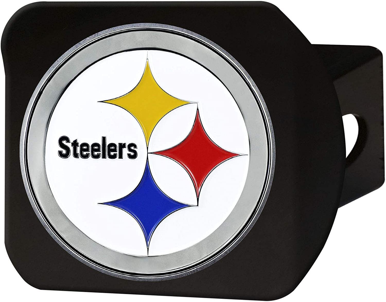 Pittsburgh Steelers Hitch Cover Black Solid Metal with Raised Color Metal Emblem 2" Square Type III