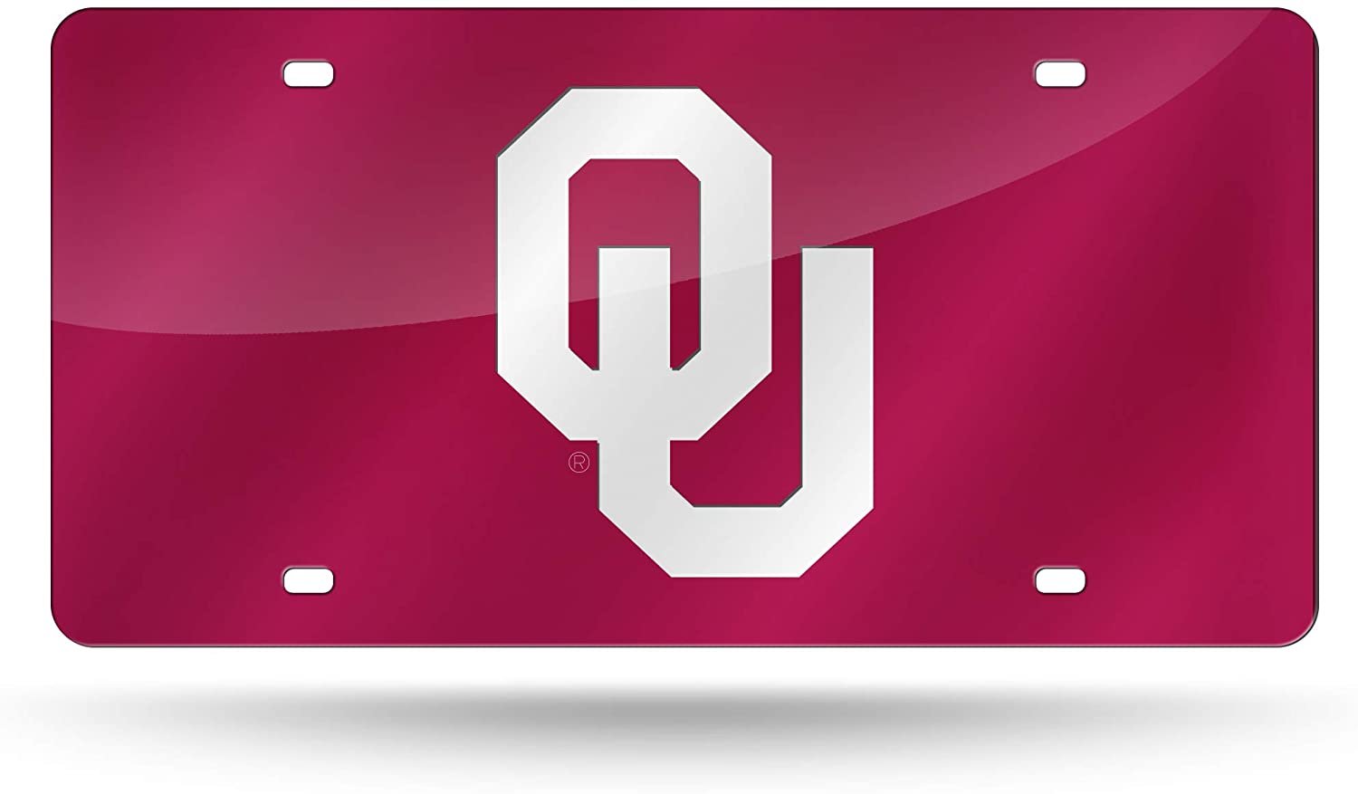 University of Oklahoma Sooners Premium Laser Cut Tag License Plate, Mirrored Acrylic Inlaid, Red, 12x6 Inch 1