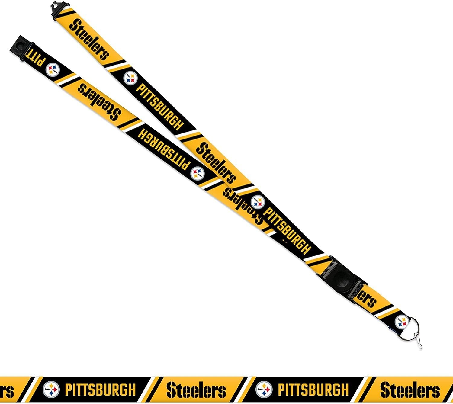 Pittsburgh Steelers Lanyard Keychain Double Sided Breakaway Safety Design Adult 18 Inch 2