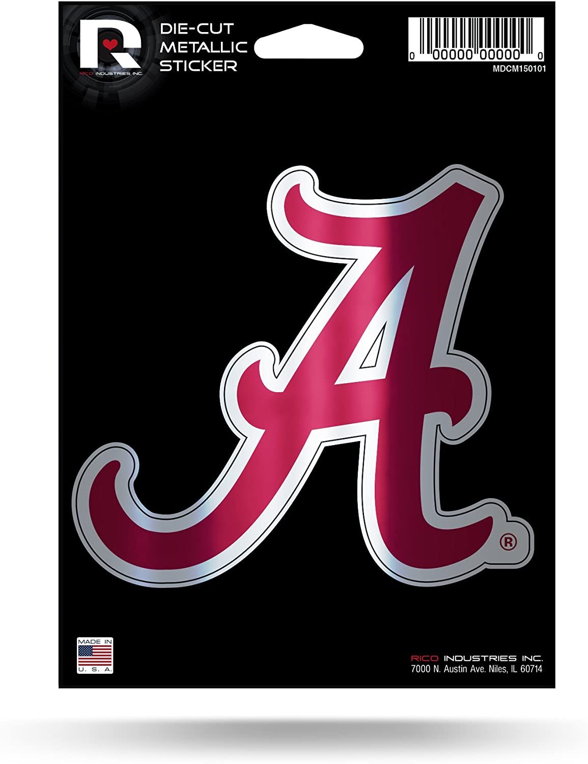 University of Alabama Crimson Tide 5 Inch Die Cut Decal Sticker, Metallic Shimmer Design, Full Adhesive Backing