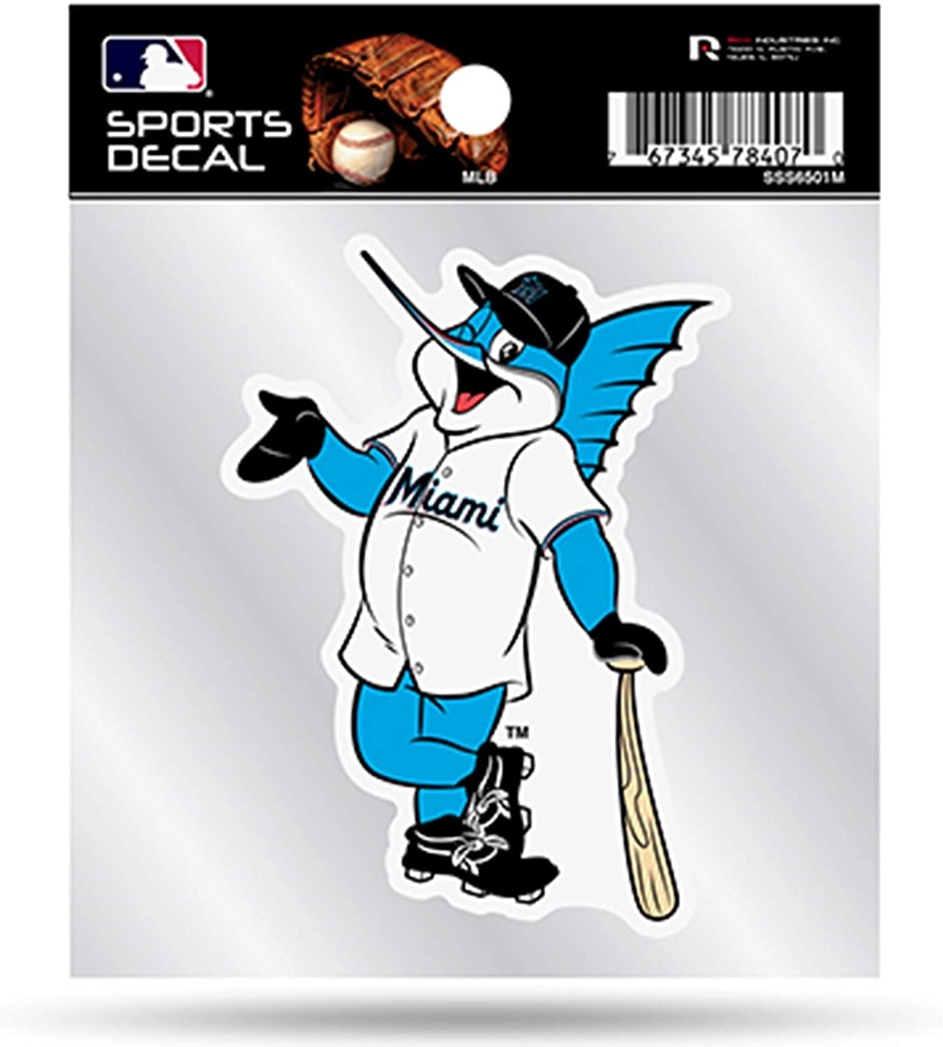 Miami Marlins Mascot Logo Premium 4x4 Decal with Clear Backing Flat Vinyl Auto Home Sticker Baseball 1