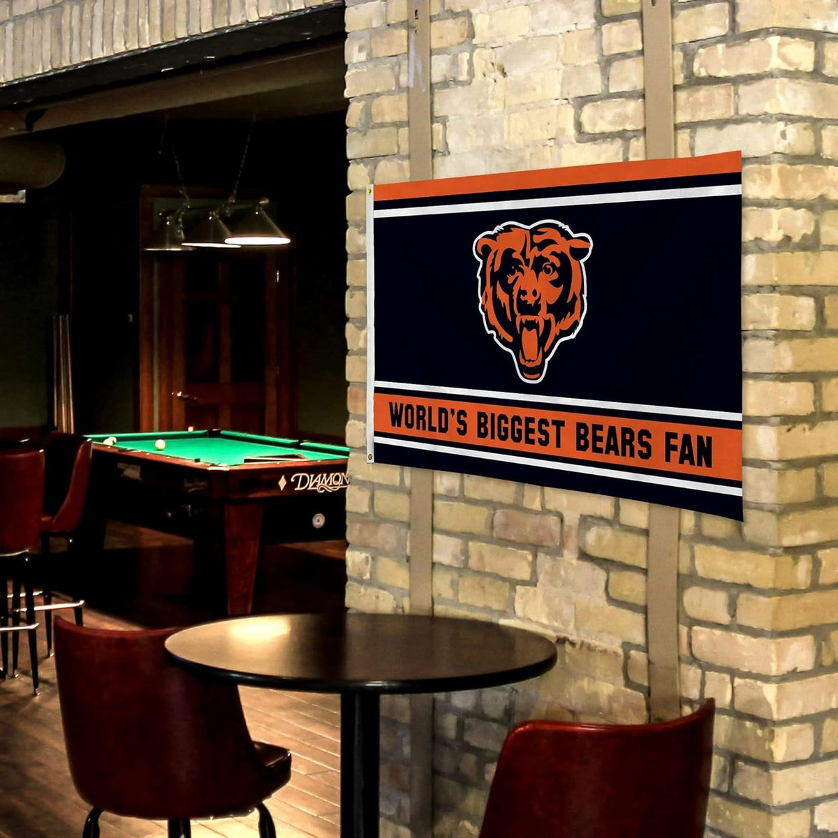 Chicago Bears 3x5 Feet Flag Banner, World's Biggest Fan, Metal Grommets, Single Sided, Indoor or Outdoor Use 5