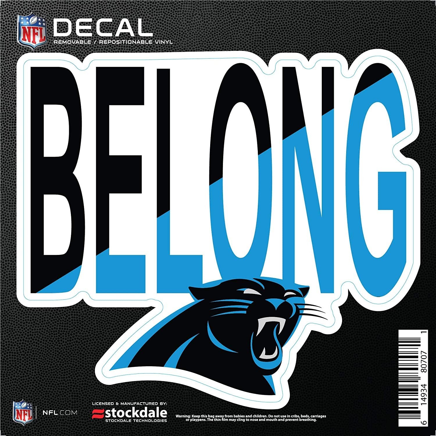 Carolina Panthers 6 Inch Decal Sticker, Flat Vinyl, Die Cut, Slogan Design, Full Adhesive Backing 1