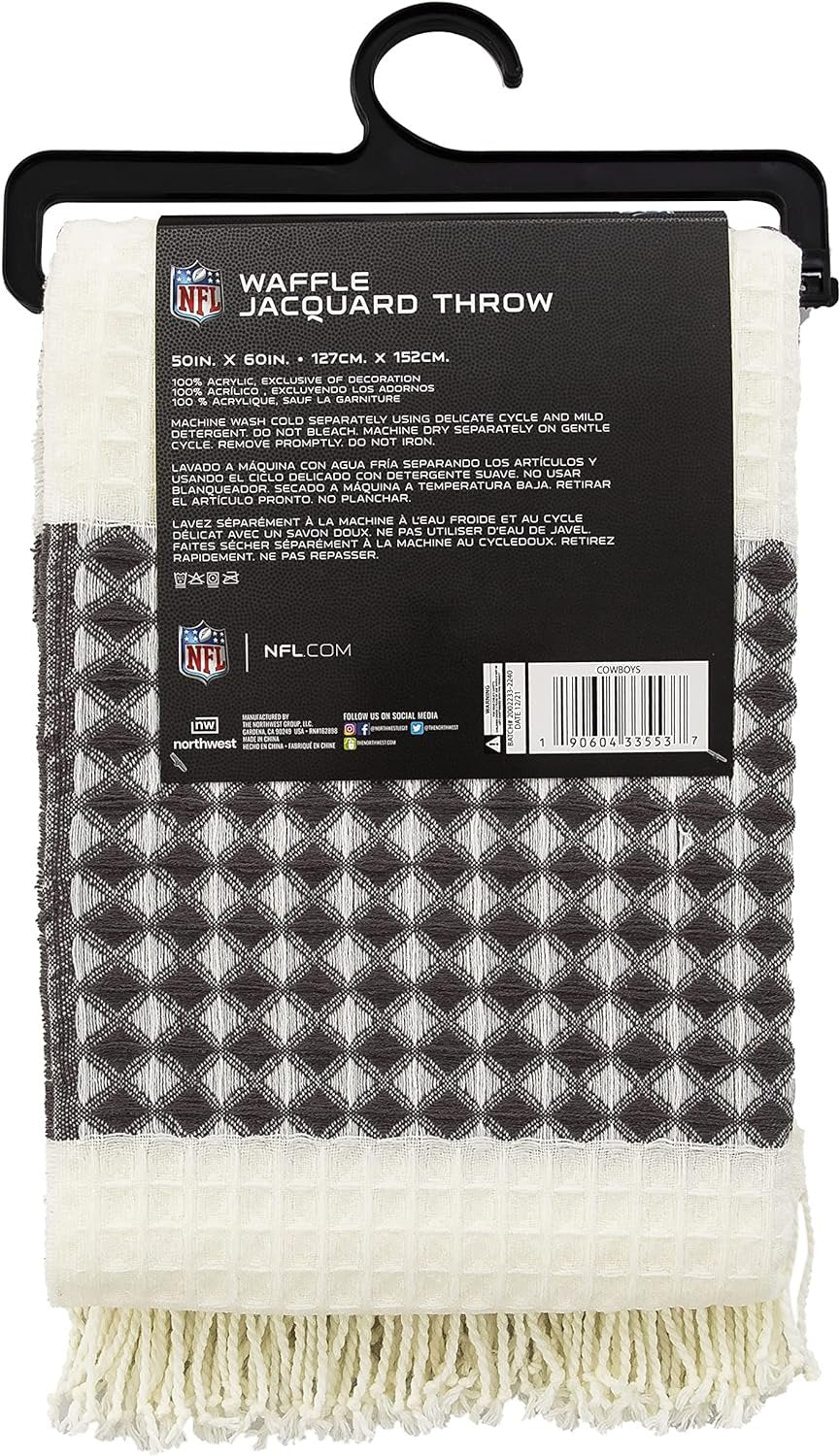 Dallas Cowboys Throw Blanket Waffle Weave Jacquard, 50x60 Inch, Unisex-Adult, 100% Acrylic 5