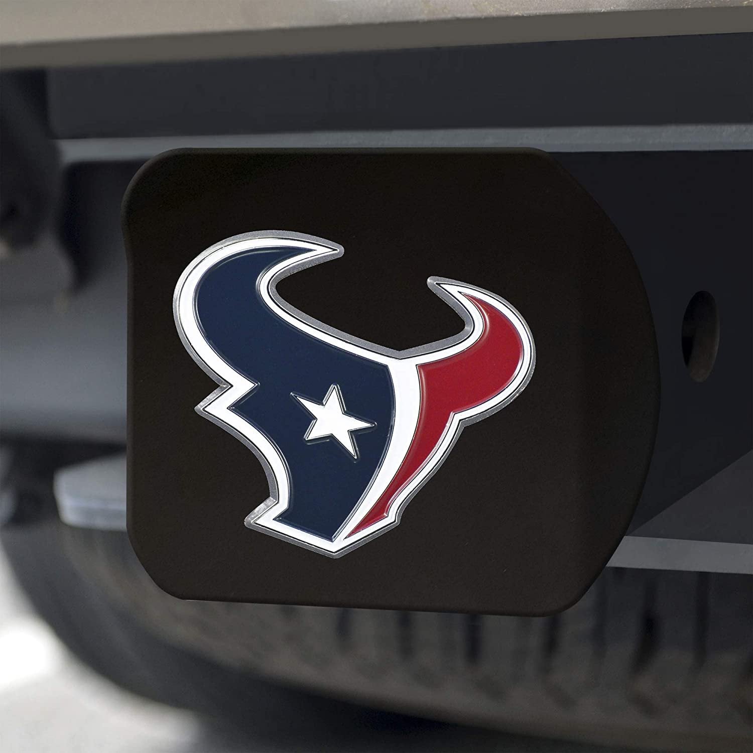 Houston Texans Hitch Cover Black Solid Metal with Raised Color Metal Emblem 2" Square Type III