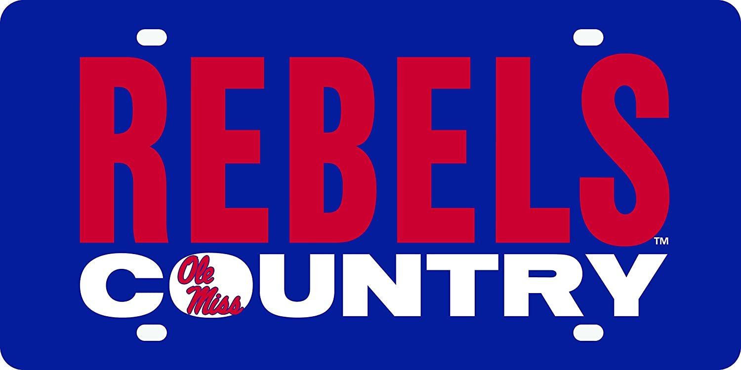 University of Mississippi Rebels Ole Miss Premium Laser Cut Tag License Plate, Mirrored Acrylic Inlaid, Country, 12x6 Inch 1