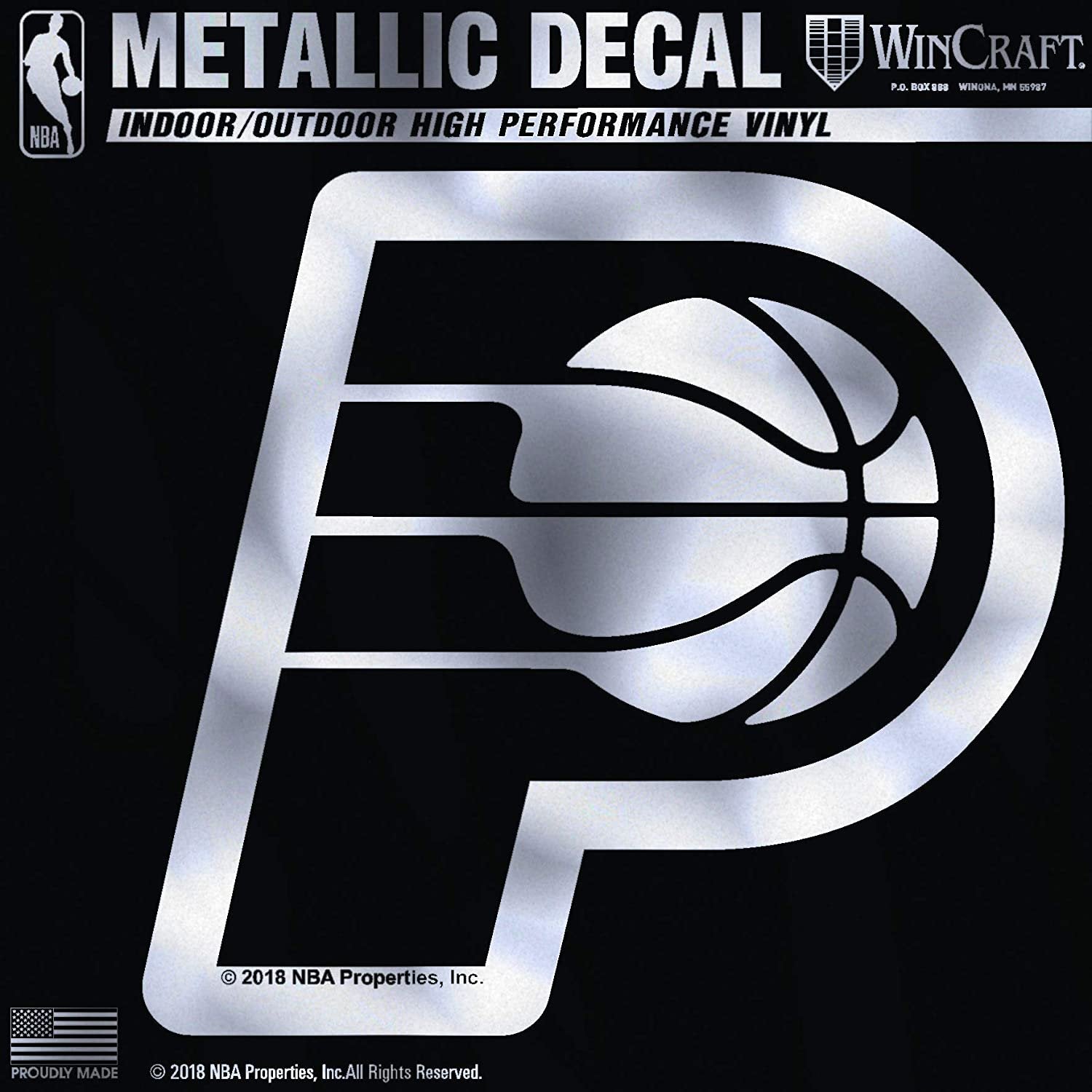 Indiana Pacers 6 Inch Decal Sticker, Metallic Chrome Shimmer Design, Vinyl Die Cut, Auto Home 1
