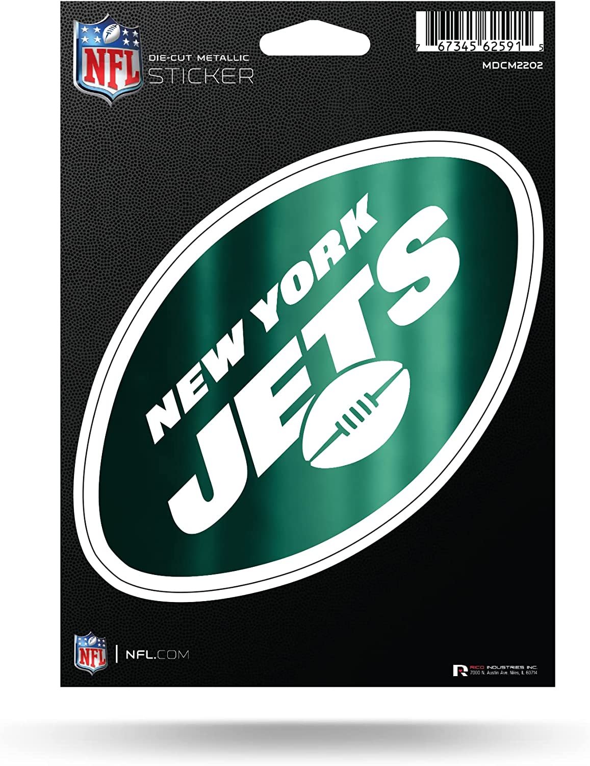 New York Jets 5 Inch Decal Sticker Die Cut Chrome Metallic Shimmer Design 1