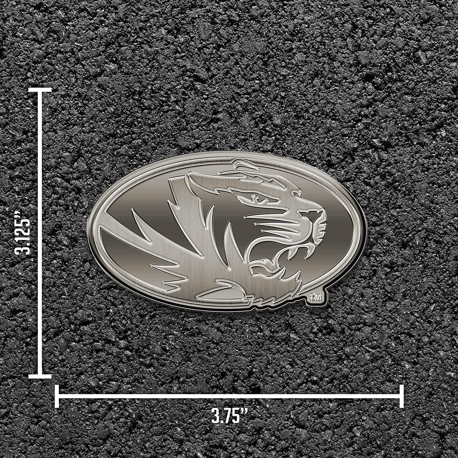 University of Missouri Tigers Solid Metal Auto Emblem Antique Nickel for Car/Truck/SUV 4