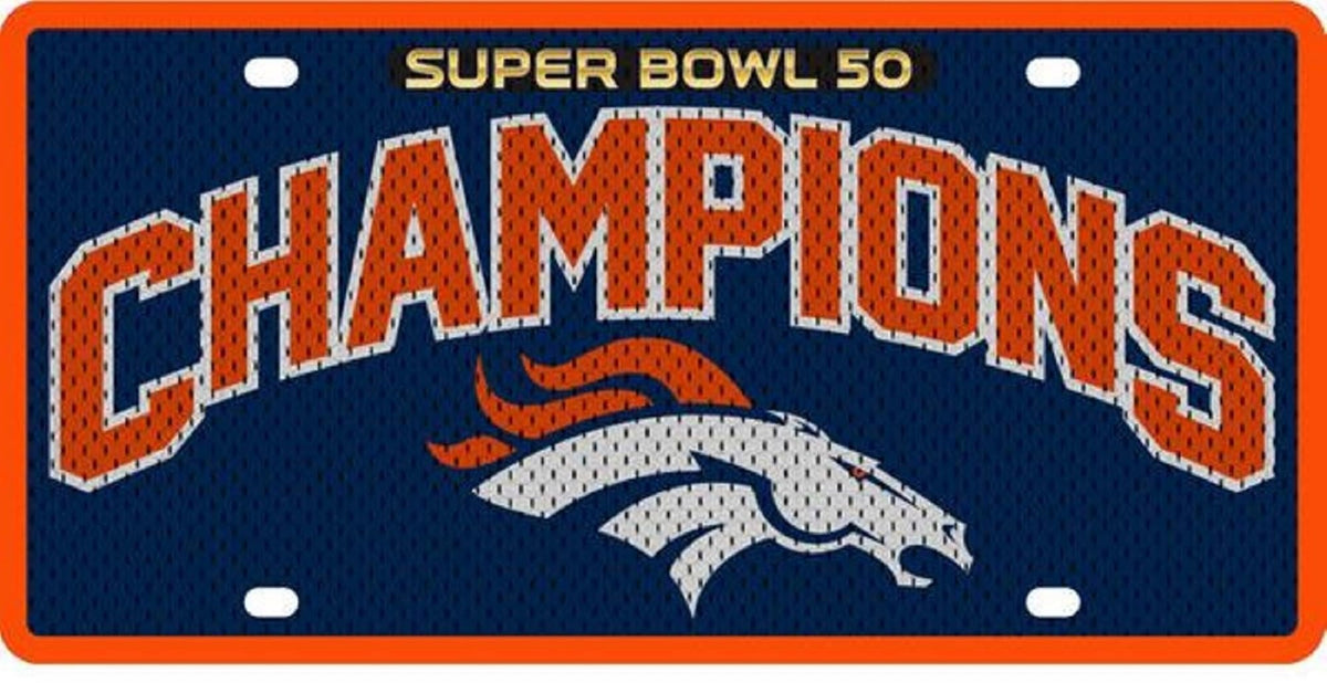 Denver Super Bowl 50 Champions Jersey Printed Acrylic License Plate Blue 1