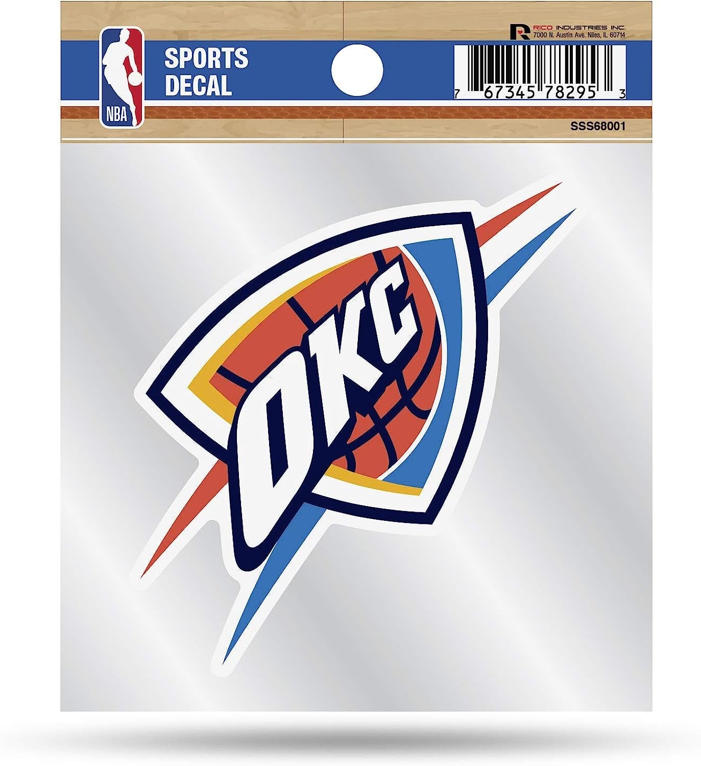 Oklahoma City Thunder 4x4 Die Cut Inch Decal Sticker Flat Vinyl, Primary Logo, Clear Backing 1