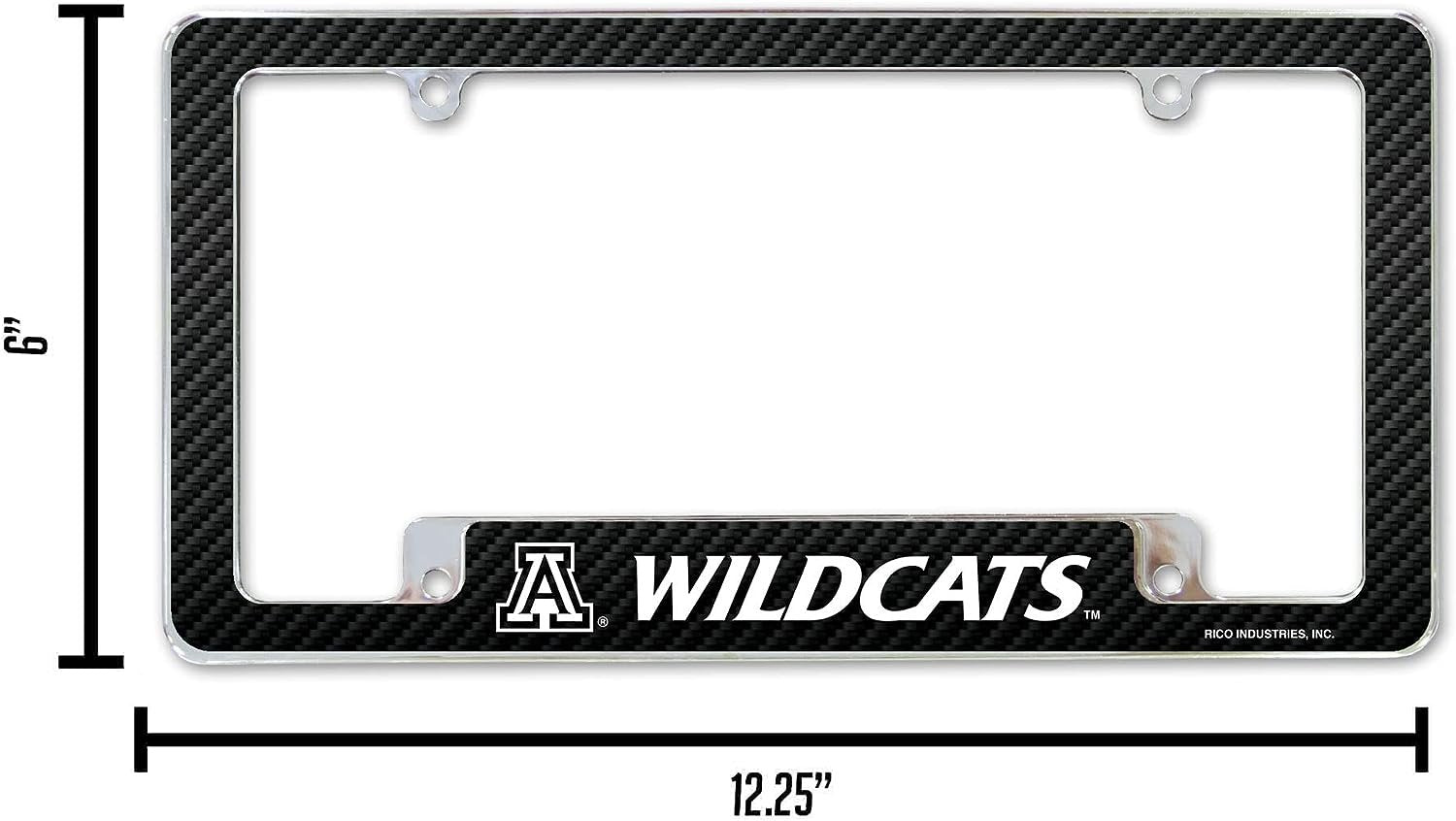 University of Arizona Wildcats Metal License Plate Frame Chrome Tag Cover 12x6 Inch Carbon Fiber Design 5