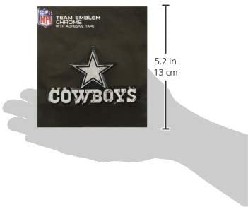 Dallas Cowboys Auto Emblem, Silver Chrome Color Raised Decal, Molded Plastic, Adhesive Backing, 3.5 Inch
