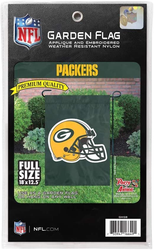 Green Bay Packers Premium Garden Flag Banner Applique Embroidered Helmet Design 12.5x18 Inch 4