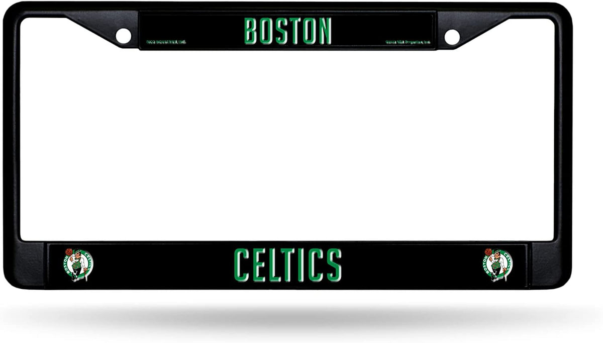 Boston Celtics Black Metal License Plate Frame Chrome Tag Cover 6x12 Inch 1