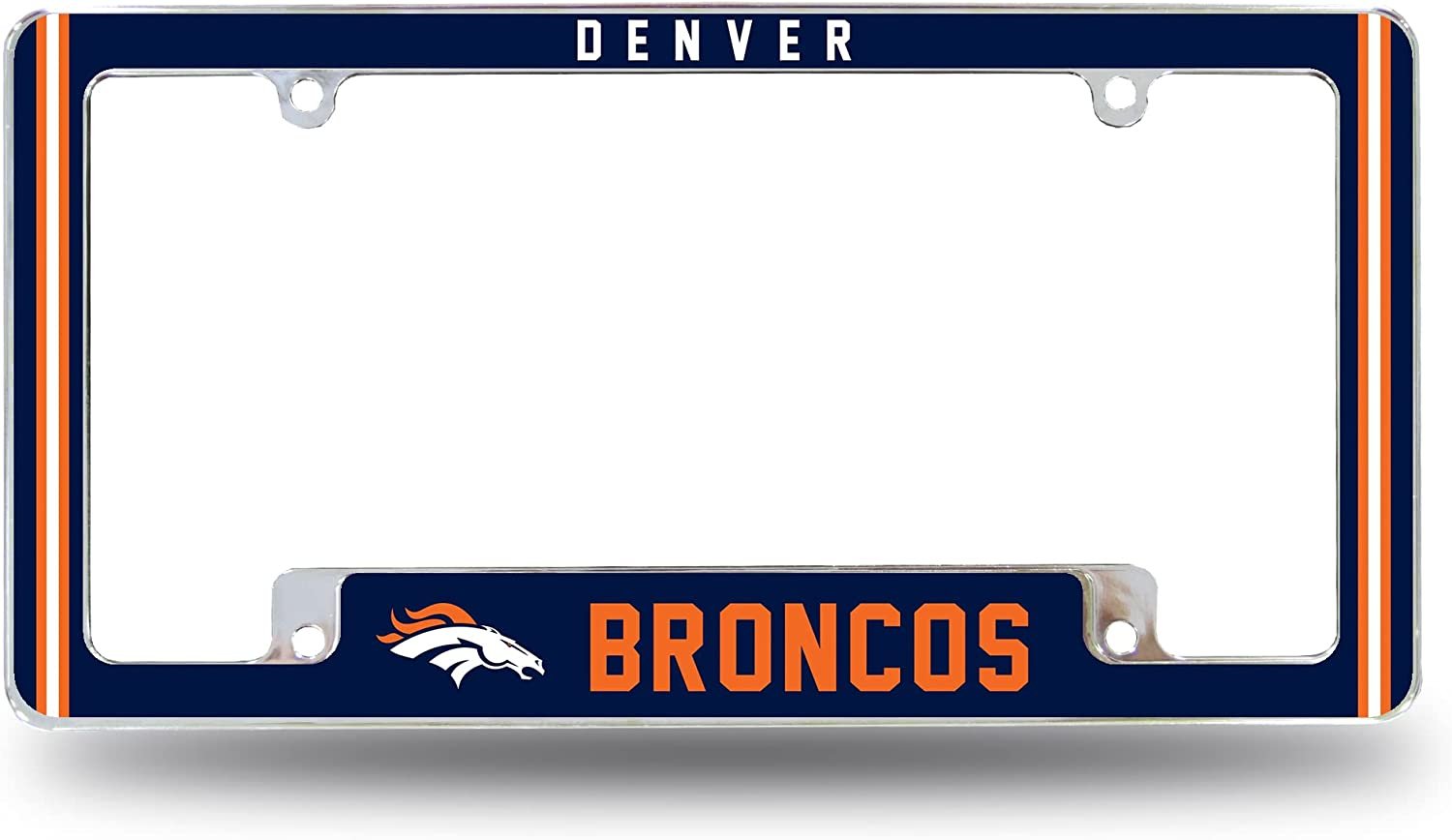 Denver Broncos Metal License Plate Frame Chrome Tag Cover Alternate Design 6x12 Inch