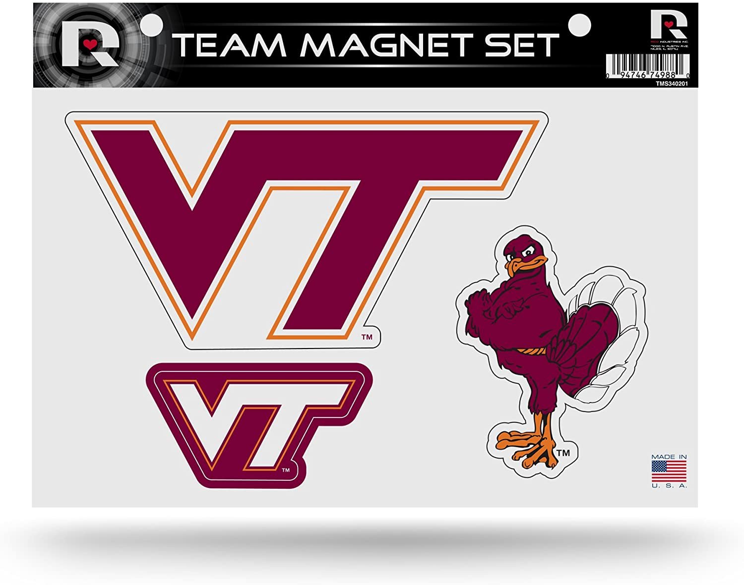 NCAA Virginia Tech Hokies Die Cut Team Magnet Set Sheet 1