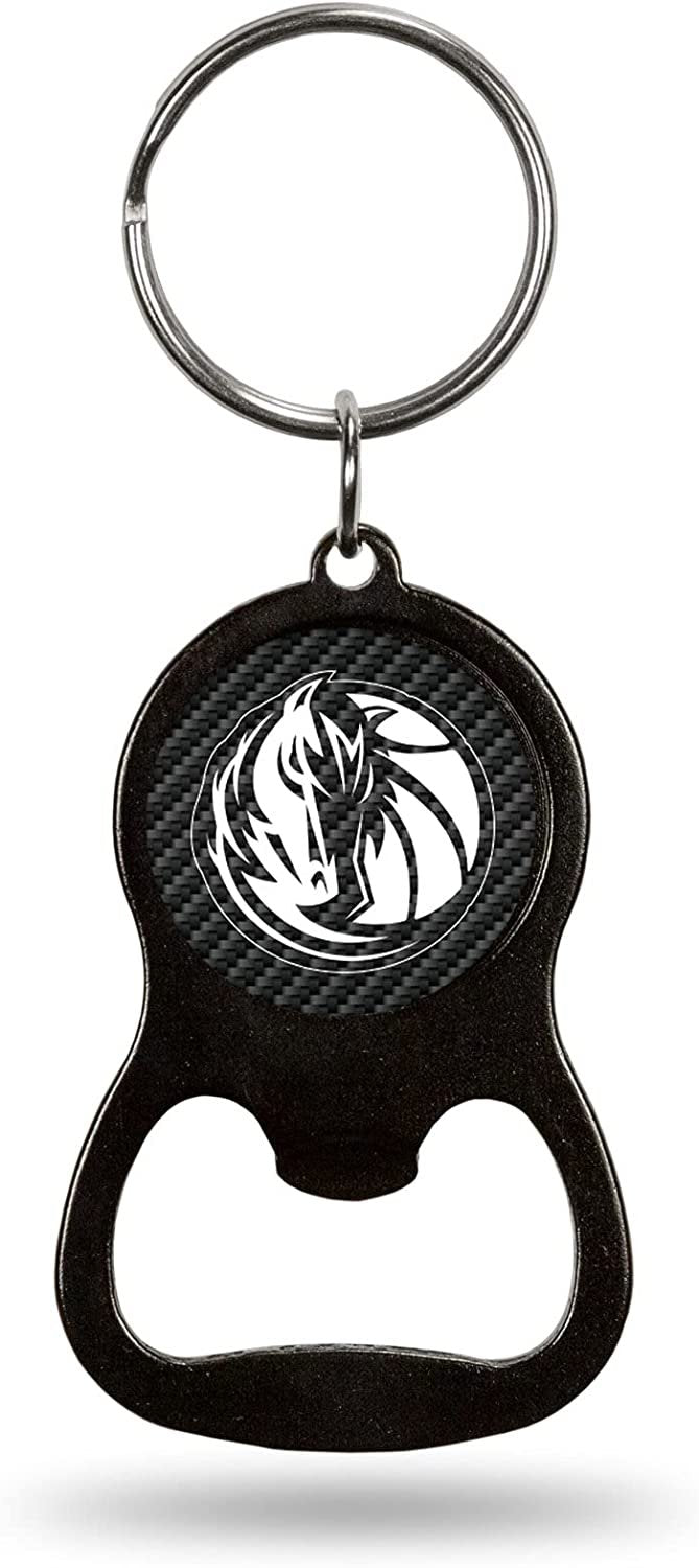 Dallas Mavericks Premium Solid Metal Keychain Bottle Opener, Carbon Fiber Design