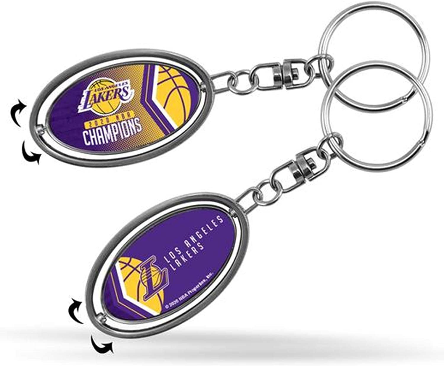 Rico Industries, Inc. Los Angeles Lakers Keychain 2020 Champions Metal Oval 2-Sided Spinner Key Chain Basketball 1