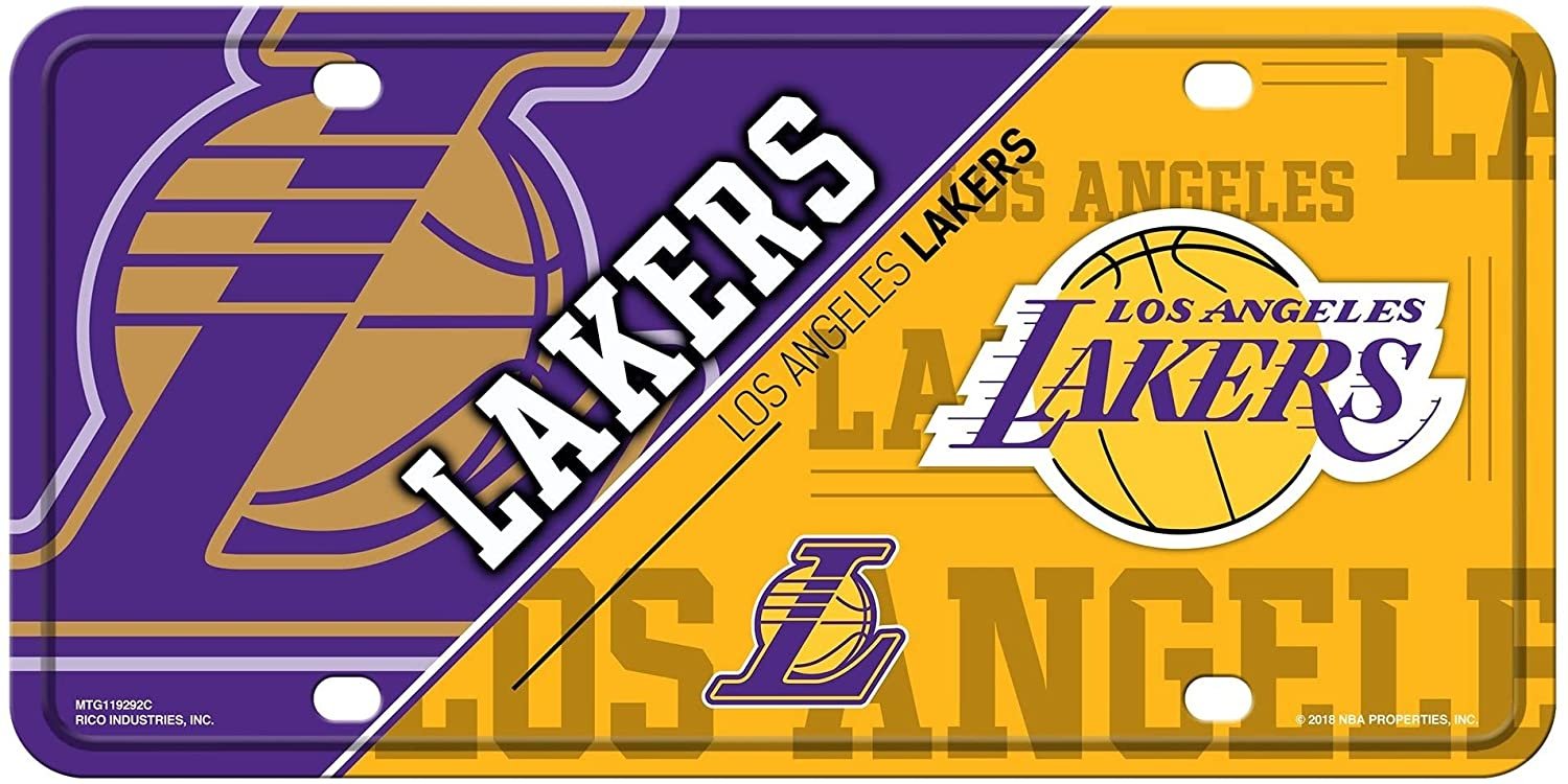 Los Angeles Lakers Metal Auto Tag License Plate, Split Design, 6x12 Inch 1