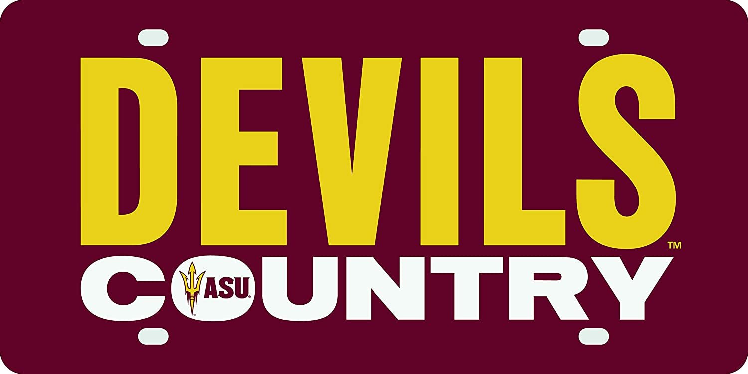 Arizona State University Sun Devils Premium Laser Cut Tag License Plate, Mirrored Acrylic Inlaid, Country Design, 12x6 Inch