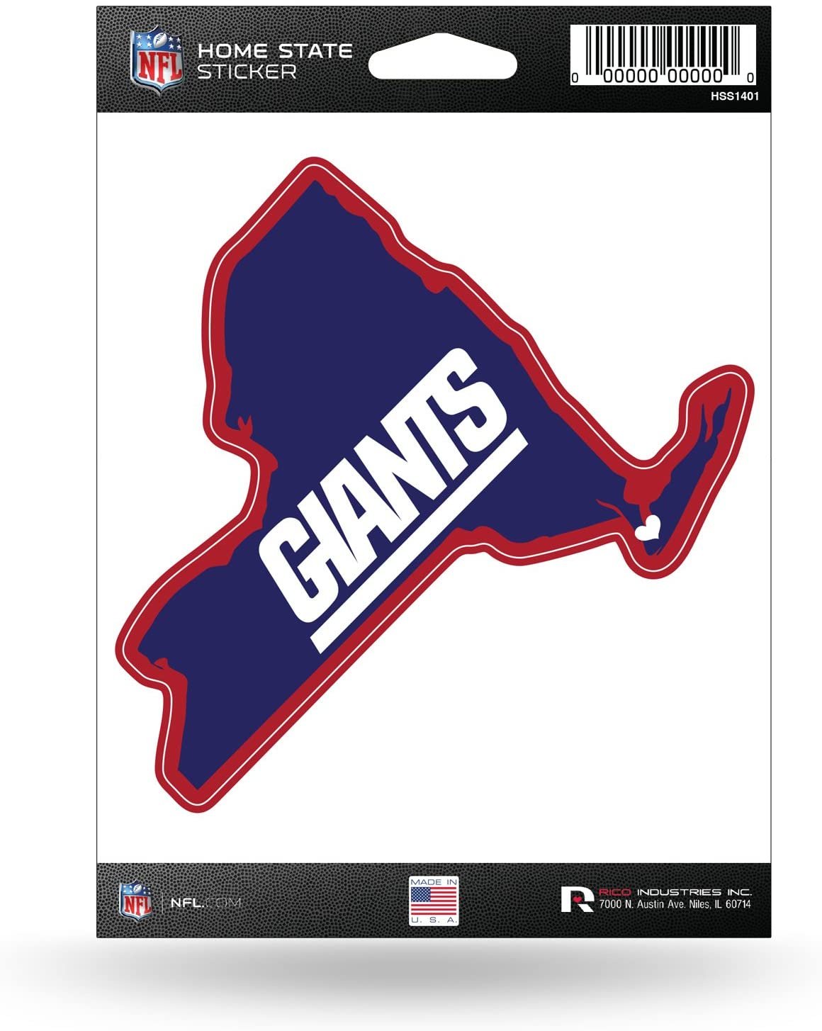 New York Giants 5 Inch Sticker Decal, Home State Design, Flat Vinyl, Full Adhesive Backing 1