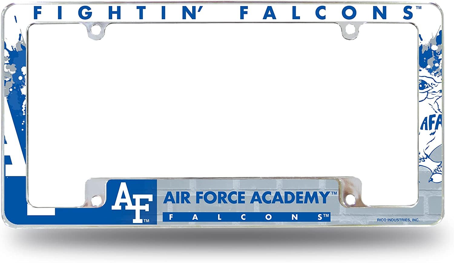 Air Force Academy Falcons Metal License Plate Frame Chrome Tag Cover All Over Design 6x12 Inch