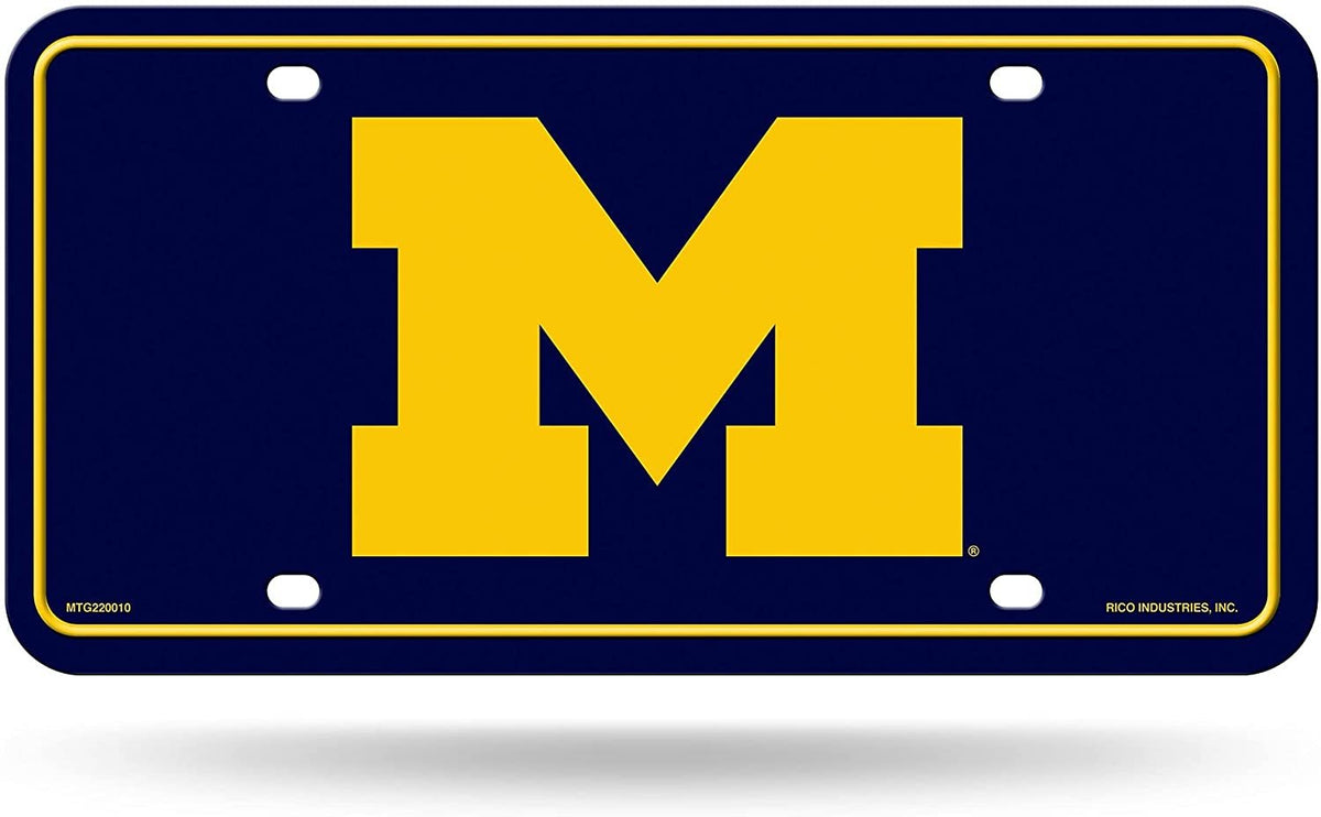 University of Michigan Wolverines Metal Auto Tag License Plate, Logo Design, 6x12 Inch