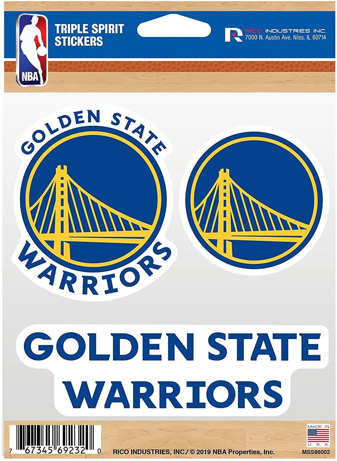 Golden State Warriors Triple Sticker Decal Sheet 3-Piece Die Cut 1