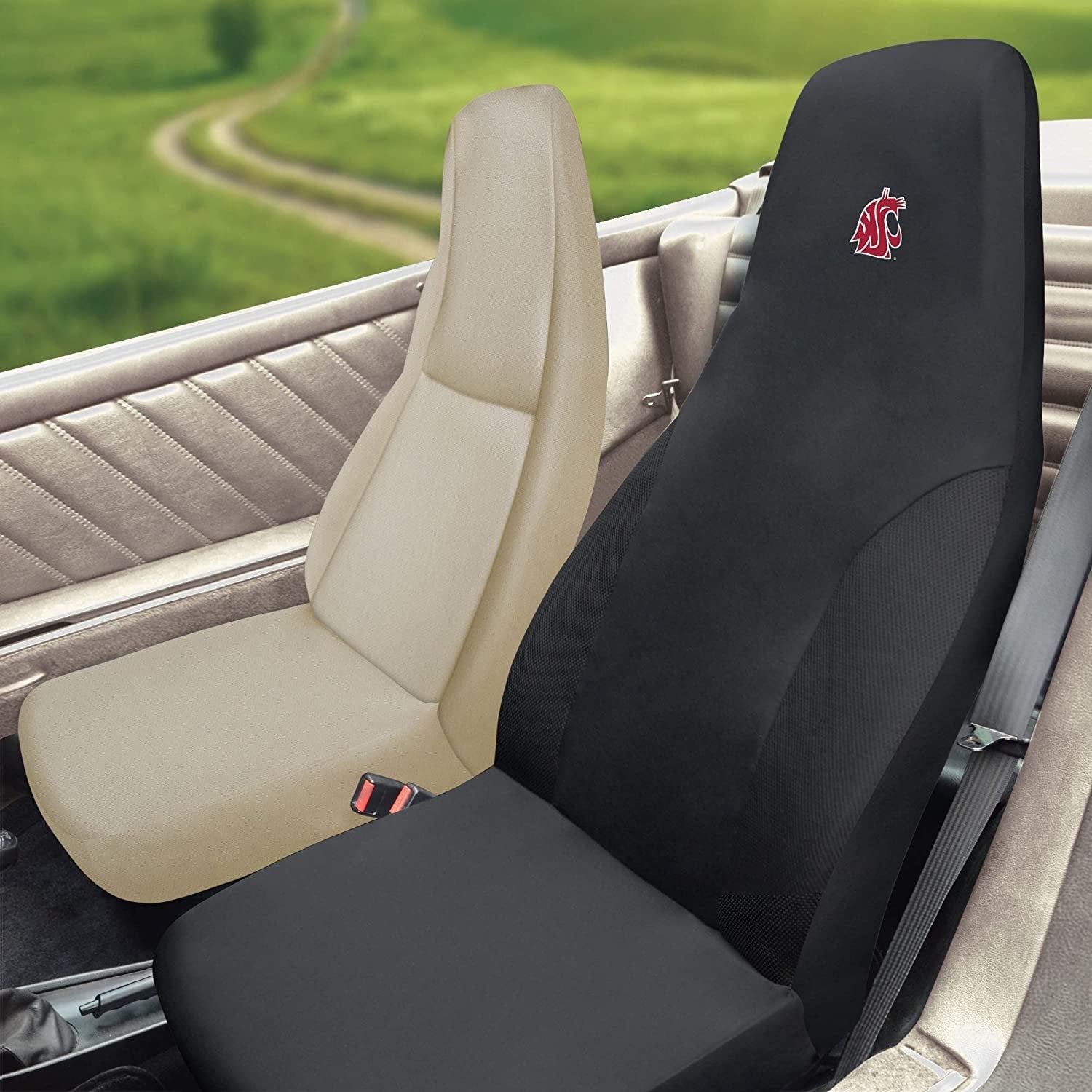 Washington State Cougars Bucket Auto Seat Cover 48x20 Inch Elastic