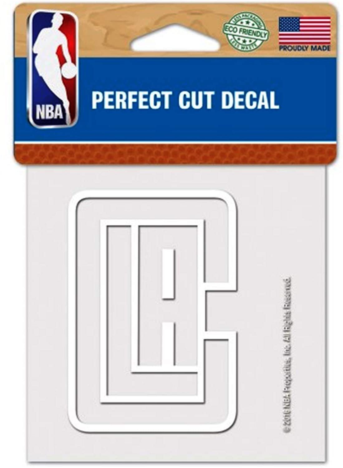 Los Angeles Clippers 4x4 Inch Die Cut Decal Sticker, White Logo, Clear Backing