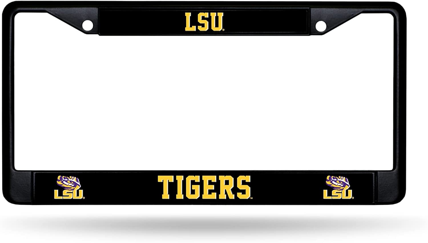 Louisiana State University Tigers LSU Black Metal License Plate Frame Chrome Tag Cover 6x12 Inch