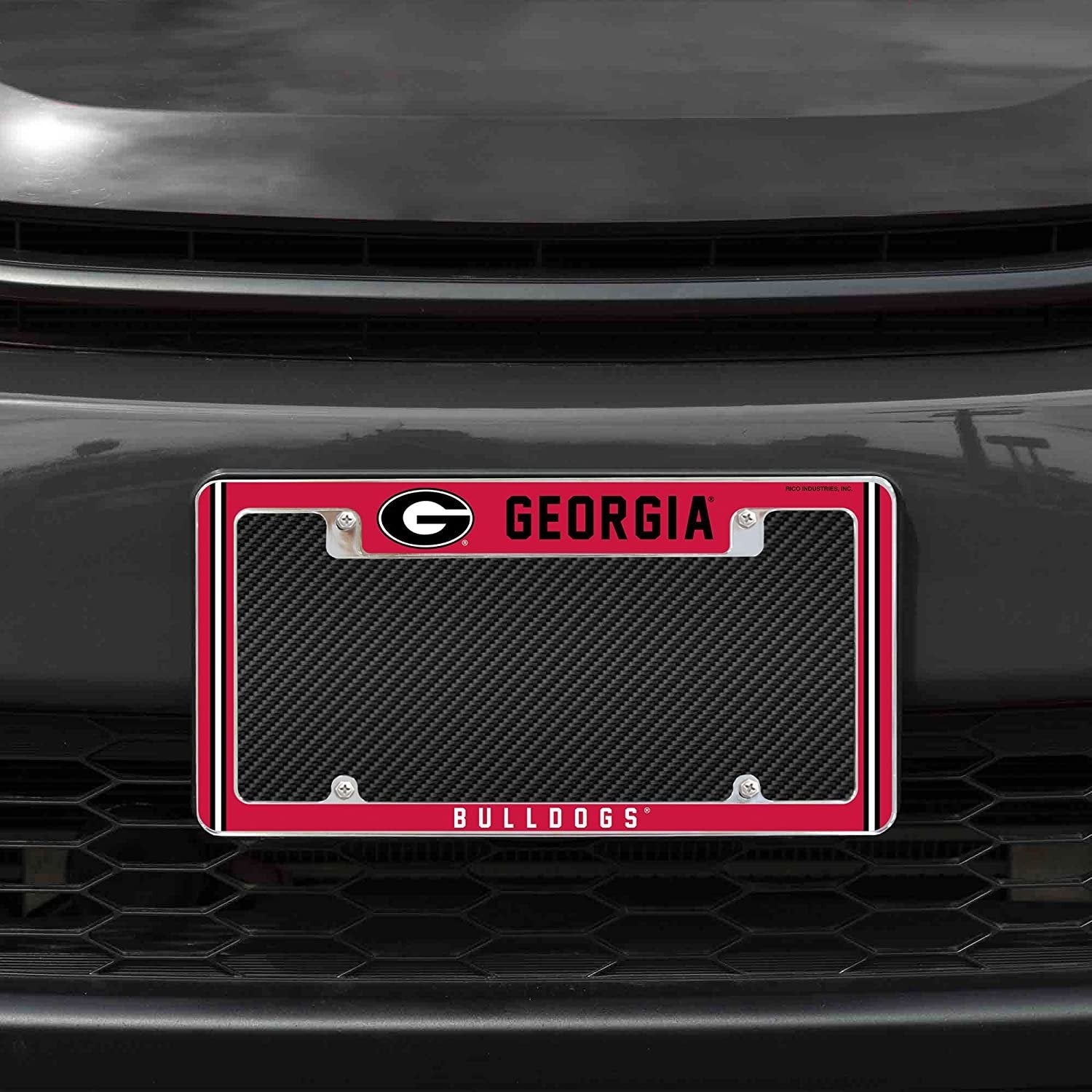 University of Georgia Bulldogs Metal License Plate Frame Chrome Tag Cover Alternate Design 6x12 Inch 2