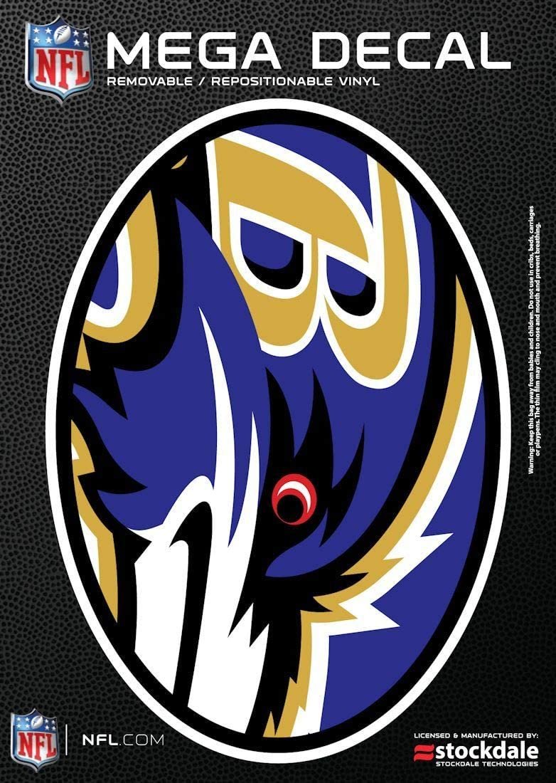 Baltimore Ravens Decal Sticker, Oval Shape, Mega Logo, 5x7 Inch, Peel & Stick, Adhesive Backing, Officially Licensed 1